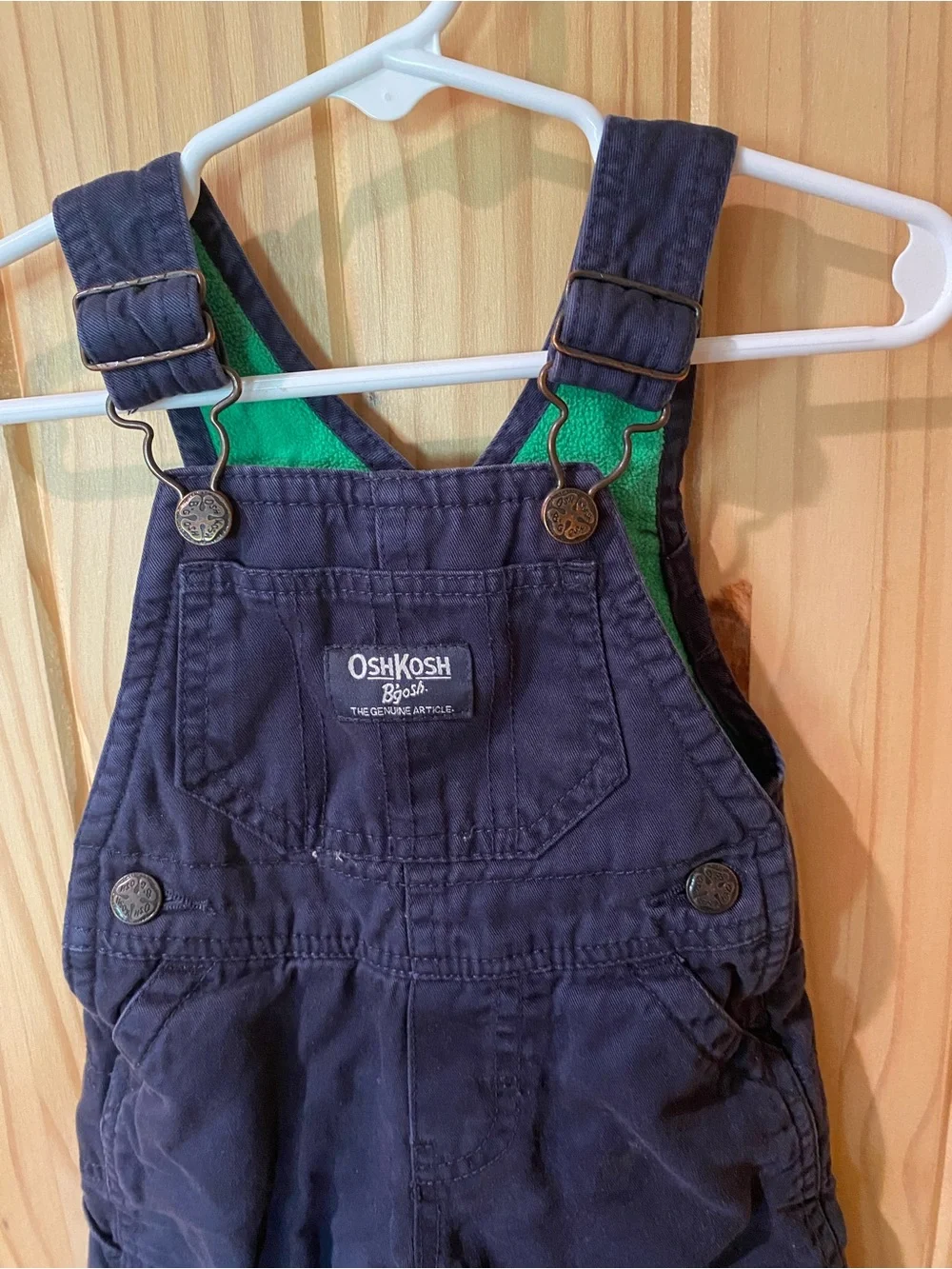 OshKosh B'gosh Navy Blue Toddler Overalls with Green Detail